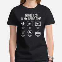 Camping & Bird Watching Shirt - Presents, Gift Ideas for Bird Lovers, Birdwatchers - Birding T-Shirt - Things I Do In My Spare Time T-Shirt - Black, Women