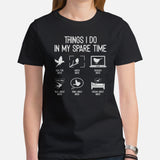 Camping & Bird Watching Shirt - Presents, Gift Ideas for Bird Lovers, Birdwatchers - Birding T-Shirt - Things I Do In My Spare Time T-Shirt - Black, Women