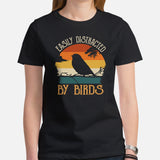 Bird Nerd T-Shirt - Nice Tits, Tufted Titmouse Tee for Birdwatcher, Avian Lover & Outdoorsy Birder - Easily Distracted By Birds Shirt - Black, Women