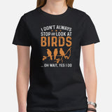 Bird Nerd T-Shirt - Nice Tits, Tufted Titmouse Tee for Birdwatcher, Avian Lover & Outdoorsy Birder - I Always Look At Birds Shirt - Black, Women