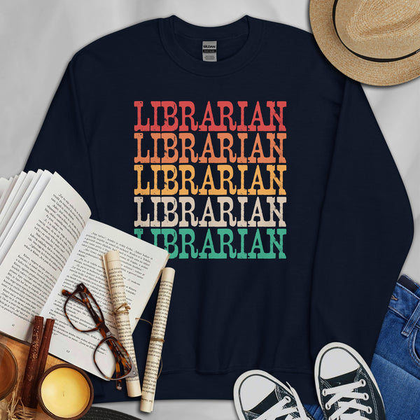Bookish Sweatshirt - Cool & Unique Presents, Gift Ideas for Book Lovers, Readers, Bookworms - Reading Rainbow Merch - Librarian Sweatshirt - Navy
