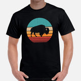 Bison 80s Retro Aesthetic T-Shirt - American Buffalo, The Fluffy Cows Shirt - Yellowstone National Park Tee - Gift for Bison Lovers - Black, Men