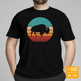 Bison 80s Retro Aesthetic T-Shirt - American Buffalo, The Fluffy Cows Shirt - Yellowstone National Park Tee - Gift for Bison Lovers - Black, Plus Size