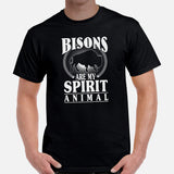 Bisons Are My Spirit Animal T-Shirt - American Buffalo, The Fluffy Cows Shirt - Yellowstone National Park Tee - Gift for Bison Lovers - Black, Men