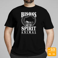 Bisons Are My Spirit Animal T-Shirt - American Buffalo, The Fluffy Cows Shirt - Yellowstone National Park Tee - Gift for Bison Lovers - Black, Plus Size