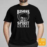 Bisons Are My Spirit Animal T-Shirt - American Buffalo, The Fluffy Cows Shirt - Yellowstone National Park Tee - Gift for Bison Lovers - Black, Plus Size