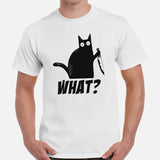 Black Cat Themed Clothes & Attire - Funny Cat Mom & Dad Tee Shirts - Presents, Gift Ideas For Cat Lovers & Owners - Funny What T-Shirt - White, Men