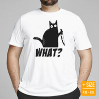 Black Cat Themed Clothes & Attire - Funny Cat Mom & Dad Tee Shirts - Presents, Gift Ideas For Cat Lovers & Owners - Funny What T-Shirt - White, Plus Size