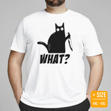 Black Cat Themed Clothes & Attire - Funny Cat Mom & Dad Tee Shirts - Presents, Gift Ideas For Cat Lovers & Owners - Funny What T-Shirt - White, Plus Size