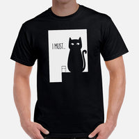 Black Cat Themed Clothes & Attire - Funny Cat Mom & Dad Tee Shirts - Presents, Gift Ideas For Cat Lovers & Owners - I Must T-Shirt - Black, Men