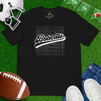 Bobcats Mascot T-Shirt - Game Day Tee - Football Fanatic Vintage Graphic Shirt: Retro Style, Ideal Gifts for Football Fans & Supporters - Black