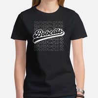 Bobcats Mascot T-Shirt - Game Day Tee - Football Fanatic Vintage Graphic Shirt: Retro Style, Ideal Gifts for Football Fans & Supporters - Black, Women