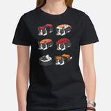 Border Collie Dog Themed Clothes & Attire - Funny Canine Tee Shirts For Humans - Gifts for Dog Moms, Dads & Lovers - Cute Sushi T-Shirt - Black, Women