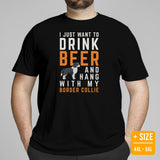 Border Collie Dog Themed Clothes - Canine Tee Shirts For Humans - Gift for Dog Lover - I Just Want To Drink Beer & Hang With My Dog Tee - Black, Plus Size