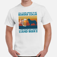 Border Collie Dog Themed Clothes - Canine Tee Shirts For Humans - Gifts for Dog Lovers - All I Care About Is Beer And My Dog T-Shirt - White, Men