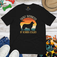 Border Collie Dog Themed Clothes - Canine Tee Shirts For Humans - Gifts for Dog Lovers - Easily Distracted By Border Collies T-Shirt - Black