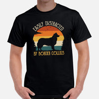 Border Collie Dog Themed Clothes - Canine Tee Shirts For Humans - Gifts for Dog Lovers - Easily Distracted By Border Collies T-Shirt - Black, Men