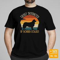 Border Collie Dog Themed Clothes - Canine Tee Shirts For Humans - Gifts for Dog Lovers - Easily Distracted By Border Collies T-Shirt - Black, Plus Size