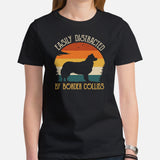 Border Collie Dog Themed Clothes - Canine Tee Shirts For Humans - Gifts for Dog Lovers - Easily Distracted By Border Collies T-Shirt - Black, Women