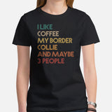 Border Collie Dog Themed Clothes - Canine Tee Shirts For Humans - Gifts for Dog Lovers - I Like Coffee And My Border Collie T-Shirt - Black, Women