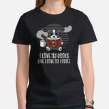 Border Collie Dog Themed Clothes - Canine Tee Shirts For Humans - Gifts for Dog Lovers - I Love My Books Like I Love My Coffee T-Shirt - Black, Women