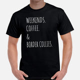 Border Collie Dog Themed Clothes - Canine Tee Shirts For Humans - Gifts for Dog Lovers - Weekends, Coffee And Border Collies T-Shirt - Black, Men