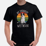 Border Collie Dog Themed Clothes - Canine Tee Shirts For Humans - Gifts for Dog Moms, Dads & Lovers - My Therapist Has A Wet Nose Shirt - Black, Men