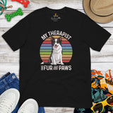 Border Collie Dog Themed Clothes - Canine Tee Shirts For Humans - Gifts for Dog Moms, Dads & Lovers - My Therapist Has Fur & Paws Shirt - Black