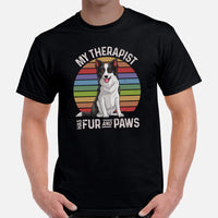 Border Collie Dog Themed Clothes - Canine Tee Shirts For Humans - Gifts for Dog Moms, Dads & Lovers - My Therapist Has Fur & Paws Shirt - Black, Men