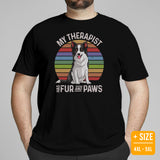 Border Collie Dog Themed Clothes - Canine Tee Shirts For Humans - Gifts for Dog Moms, Dads & Lovers - My Therapist Has Fur & Paws Shirt - Black, Plus Size