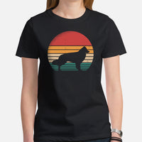 Border Collie Dog Themed Clothes - Canine Tee Shirts For Humans - Gifts for Dog Moms, Dads & Lovers - Vintage Sunset Inspired T-Shirt - Black, Women