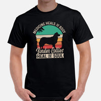Border Collie Dog Themed Clothes - Funny Canine Tee Shirts For Humans - Gifts for Dog Lovers - Border Collies Heal The Soul T-Shirt - Black, Men