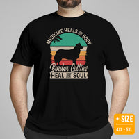 Border Collie Dog Themed Clothes - Funny Canine Tee Shirts For Humans - Gifts for Dog Lovers - Border Collies Heal The Soul T-Shirt - Black, Plus Size
