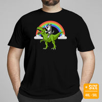 Border Collie Dog Themed Clothes - Funny Canine Tee Shirts For Humans - Gifts for Dog Lovers - Cute Border Collie Riding A T-Rex Shirt - Black, Plus Size