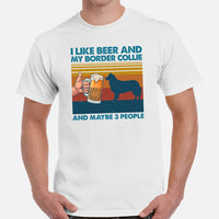 Border Collie Dog Themed Clothes - Funny Canine Tee Shirts For Humans - Gifts for Dog Lovers - I Like Beer And My Border Collie T-Shirt - White, Men