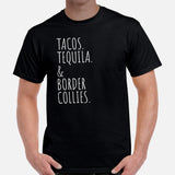 Border Collie Dog Themed Clothes - Funny Canine Tee Shirts For Humans - Gifts for Dog Lovers - Tacos, Tequila & Border Collies T-Shirt - Black, Men