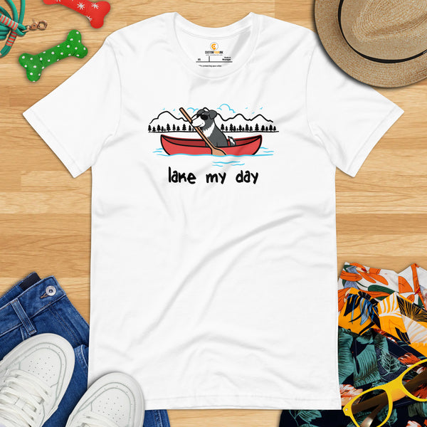 Border Collie Dog Themed Clothes - Funny Canine Tee Shirts For Humans - Gifts for Kayakers, Campers & Dog Lovers - Lake My Day T-Shirt - White