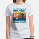 Bow Hunting T-Shirt - Gifts for Bow Hunters, Archers & Beer Lovers - All I Care About Is Archery, Maybe Like 3 People And Beer Shirt - White, Women