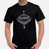 Bow Hunting T-Shirt - Gifts for Hunters, Archers - Buck Antlers Hunting Season Merch - Archery The Traditional Way Aztec Art Shirt - Black, Men