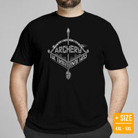 Bow Hunting T-Shirt - Gifts for Hunters, Archers - Buck Antlers Hunting Season Merch - Archery The Traditional Way Aztec Art Shirt - Black, Plus Size