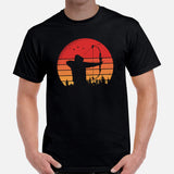 Bow Hunting T-Shirt - Gifts for Hunters, Archers - Buck & Deer Antlers Hunting Season Merch - Archery Retro Sunset Aesthetic Shirt - Black, Men