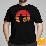 Bow Hunting T-Shirt - Gifts for Hunters, Archers - Buck & Deer Antlers Hunting Season Merch - Archery Retro Sunset Aesthetic Shirt - Black, Plus Size