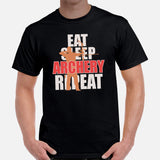 Bow Hunting T-Shirt - Gifts for Hunters, Archers - Deer & Buck Antlers Hunting Season Merch - Eat Sleep Archery Repeat Shirt - Black, Men