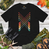 Bow Hunting T-Shirt - Gifts for Hunters, Archers - Duck & Deer Antlers Hunting Season Merch - Archery Arrows Retro Aesthetic Shirt - Black