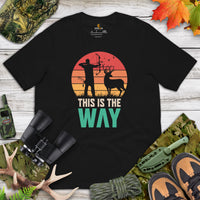 Bow Hunting T-Shirt - Gifts for Hunters, Archers - Duck & Deer Antlers Hunting Season Merch - This Is The Way Retro Aesthetic Shirt - Black