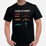 Archery T-Shirt - Archer Tee Shirts - Gifts for Hunters, Presents for Outdoorsmen & Archers - Funny Hunting T-Shirt - Types of Bows T-Shirt - Black, Men