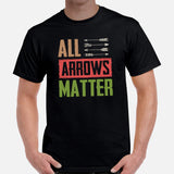 Bow Hunting T-Shirt - Gifts for Hunters, Bow Hunters & Archers - Buck & Deer Antler Hunting Season Merch - All Arrows Matter Shirt - Black, Men