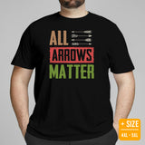 Bow Hunting T-Shirt - Gifts for Hunters, Bow Hunters & Archers - Buck & Deer Antler Hunting Season Merch - All Arrows Matter Shirt - Black, Plus Size