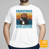 Bow Hunting T-Shirt - Gifts for Hunters, Coffee Lover, Cat Mom & Dad - Grumpy Cat Tee - Hunting & Coffee Because Murder Is Wrong Shirt - White, Plus Size