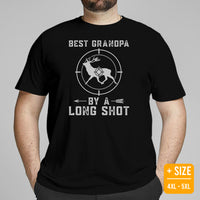 Bow Hunting T-Shirt - Ideal Gifts for Hunters, Archers - Deer & Buck Antlers Hunting Season Merch - Best Grandpa By A Long Shot Shirt - Black, Plus Size